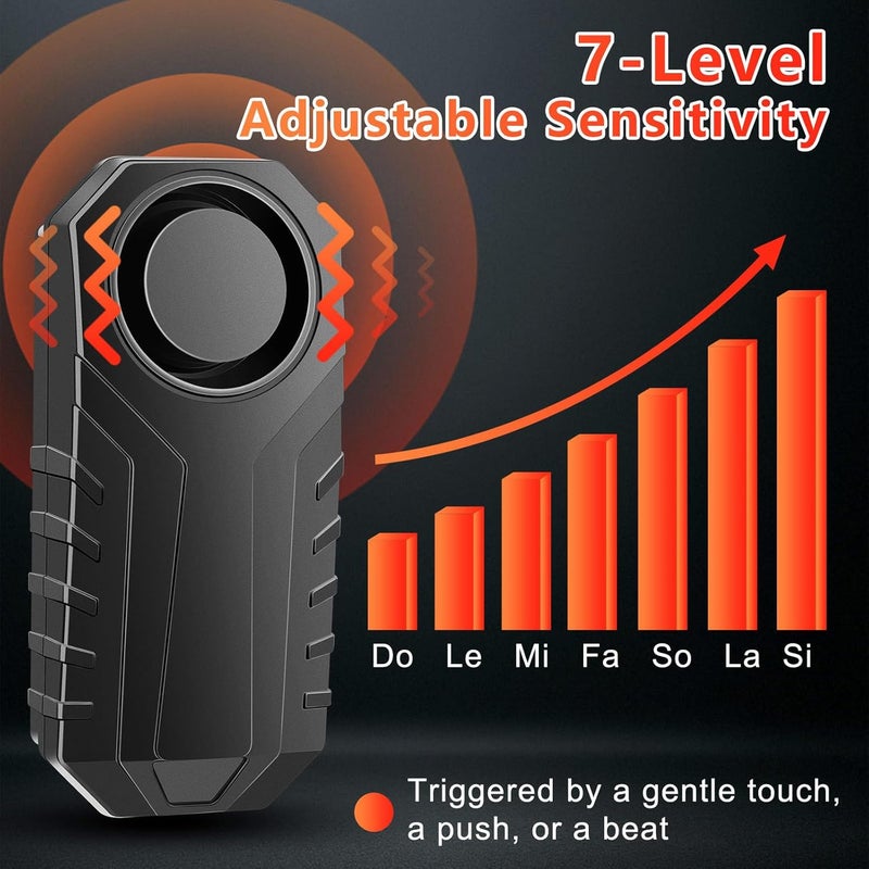 EGIZPY Bike Alarms,Bike Alarm Anti Theft, Bicycle Alarms with Remote,113dB Super Loud Bicycle Vibration Motion Sensor Siren Anti Theft Security System IP65 Waterproof, 2Pack - Image 3